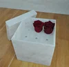 Custom square acrylic marble flower rose boxes packaging with lid