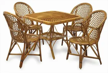 Original Natural Bamboo Rattan Dining Set Wood Outdoor Chair Table And Chairs Vogue Sets