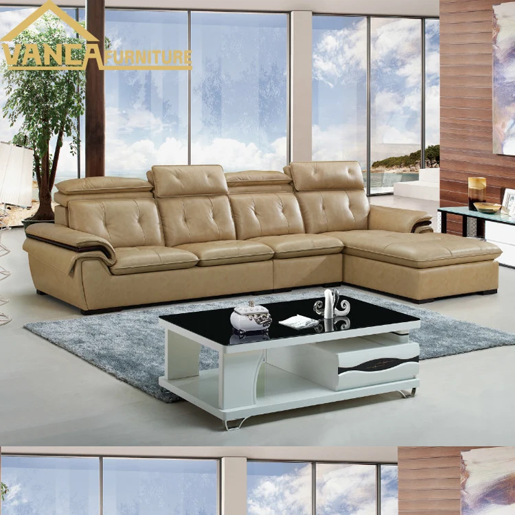 Miami Furniture Market L Shape Brown Leather Sofa Buy L