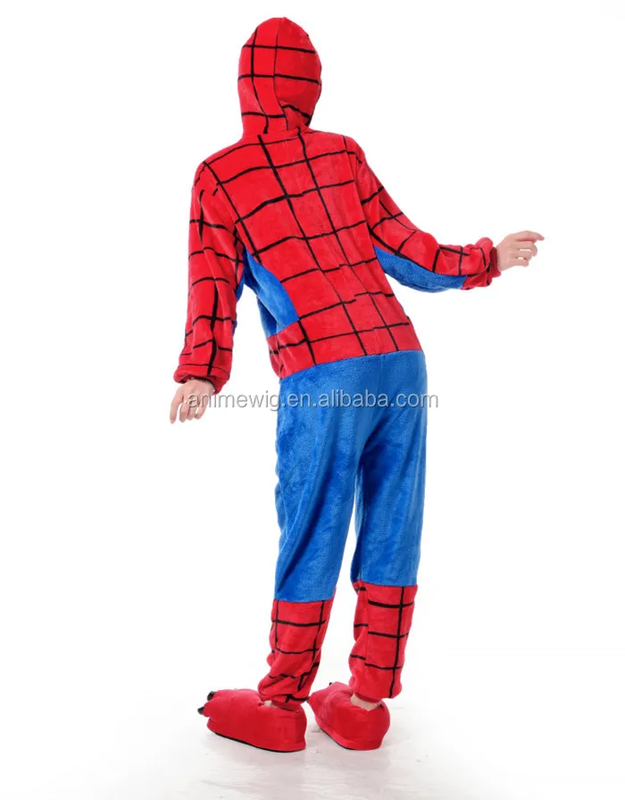 Wholesale Kartoon Sleepwear Flannel Unisex Adult Spider-Man Animal Onesie Cosplay Halloween Costume Pajamas Costume