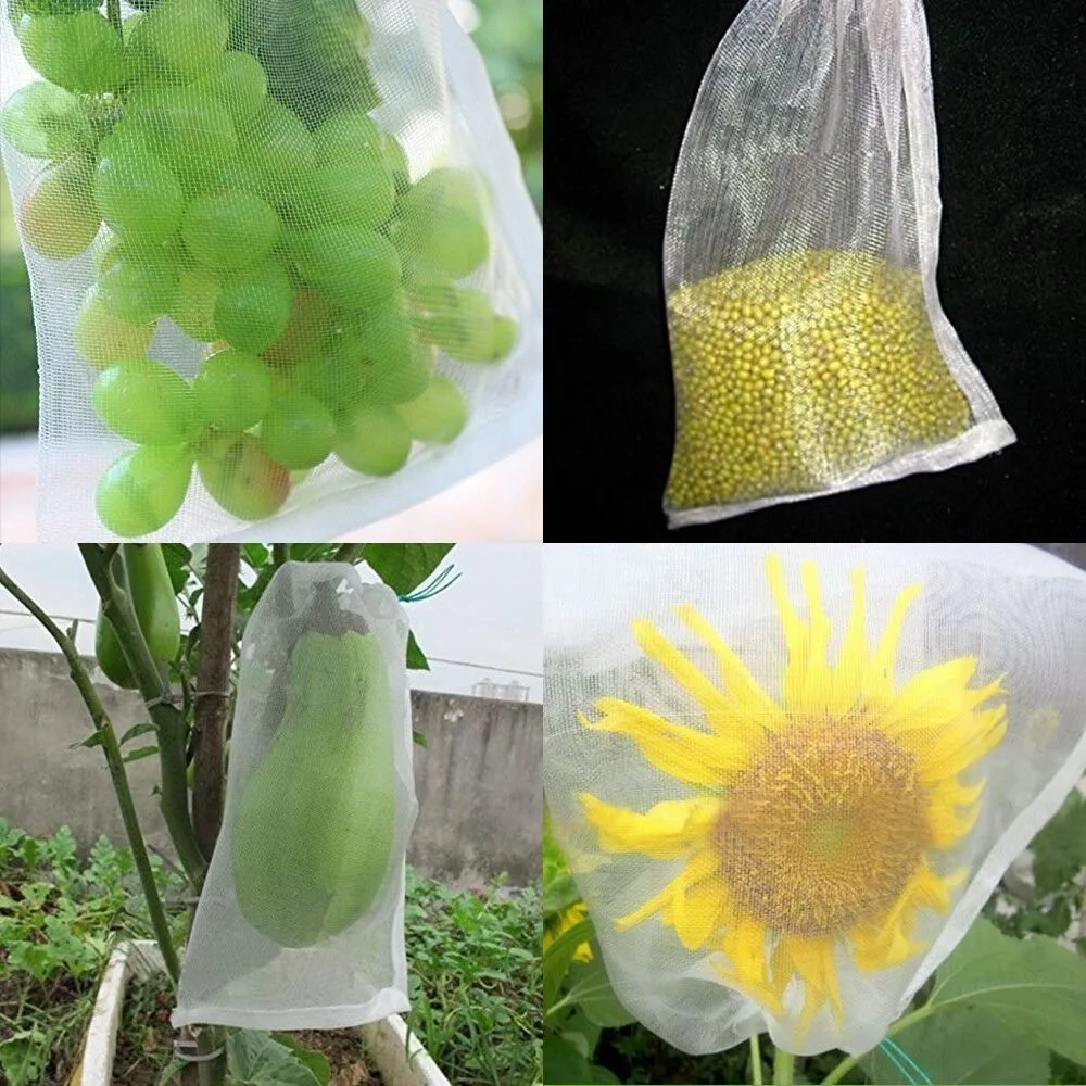 White Fruit Fly Net Reusable Insect Proof Mesh Bag Vegetable Mosquito