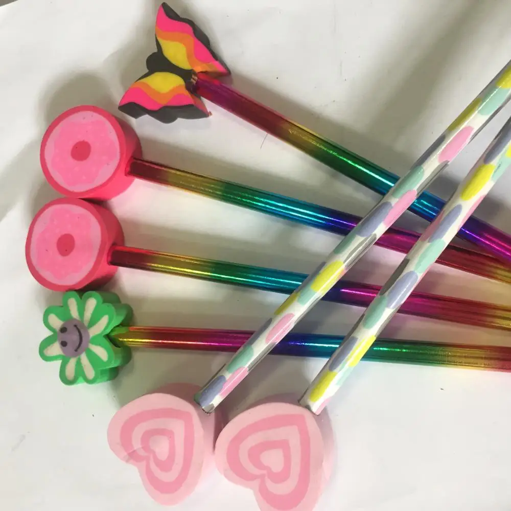 Colored Fancy Pencil With Cartoon Animal Eraser Toppers Buy Animal
