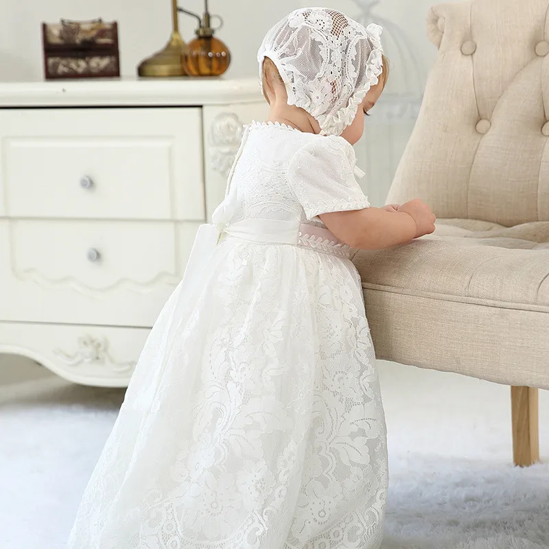Wholesale Toddler Girls Baptism Dress Princess Wedding Party White Lace