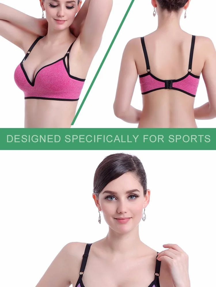 Women Deep V Sports Bra Seamless Underwear Wirefree Clothing Crop Top