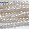 9-10mm AA large size white potato shape make large hole beads wholesale real fresh water freshwater natural pearl price