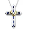 Sterling Silver Sapphire Cross Over Pendant