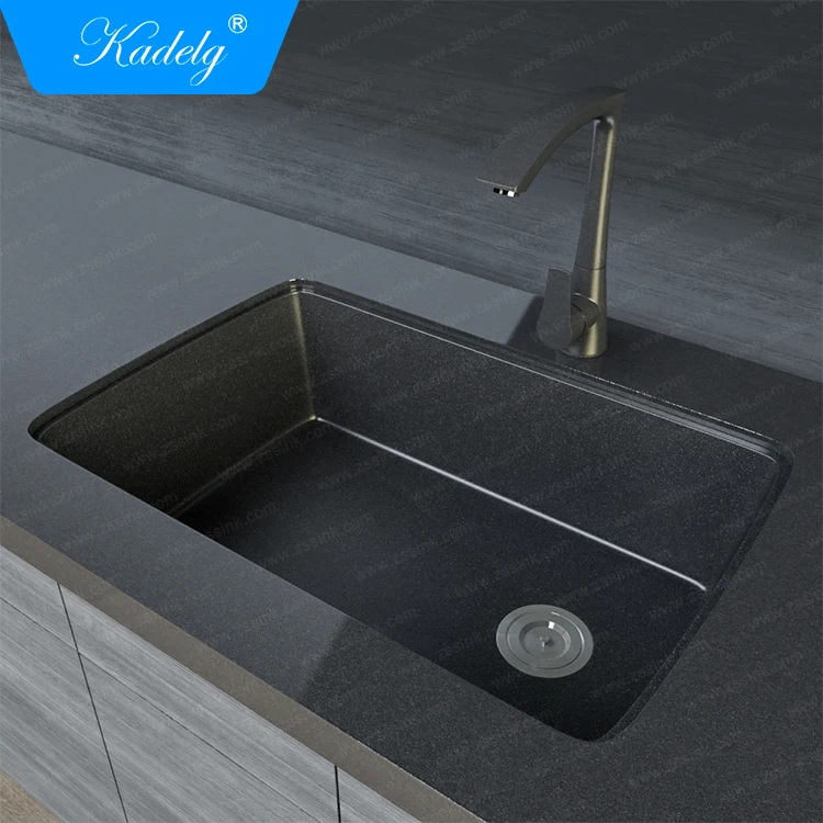 33" Single Bowl Black Quartz Stone Kitchen Sink