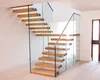 High Grade Straight Invisible Stringer Solid Wood Floating Staircase