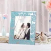Glittered Blue Butterfly and Dragonfly Design Inside Excellent 5x7 Glass Photo Picture Frame