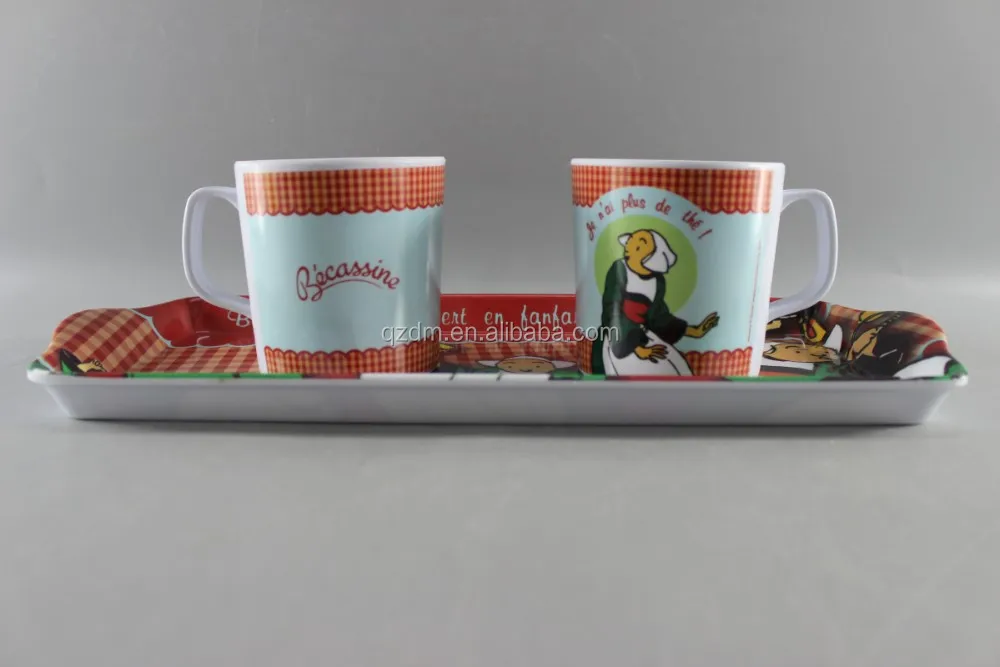 melamine serving tray and cup set