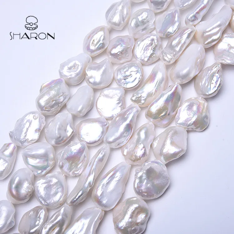 Stunning Natural 27mm White Reborn Keshi pearls necklace 