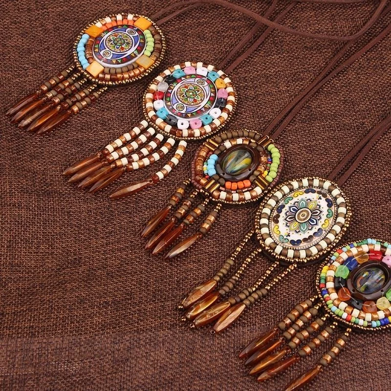 6 Designs New ethnic leather jewelry necklace handmade braided vintage necklace Nepal women