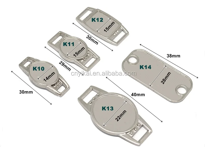 High Quality Silver Oval Blank Shoelace Charm/ Shoelace Tags,Paracord