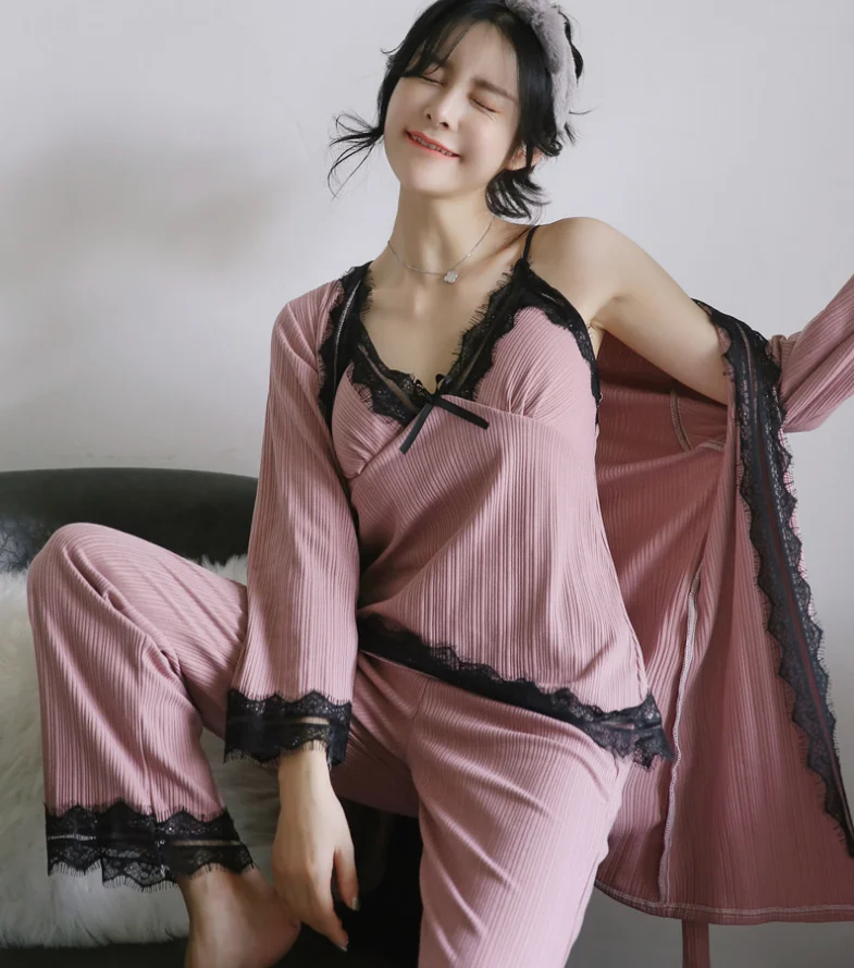 Autumn And Winter New Sling Sexy Pajamas Women's Cotton Home Service ...