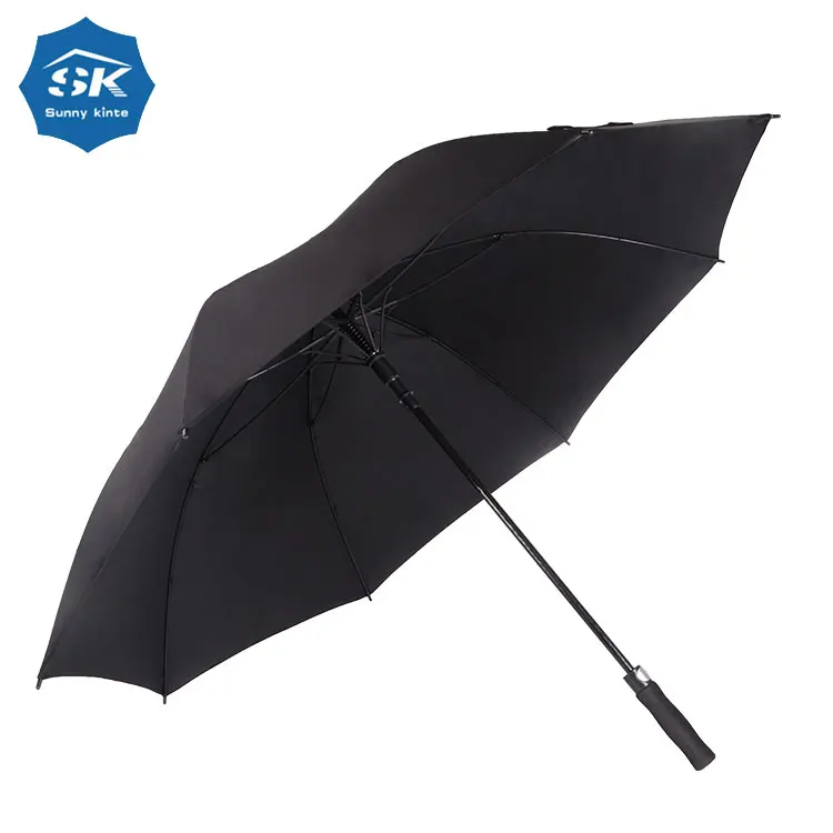 Free Sample Custom Double Layer Windproof Large Black Golf Umbrella