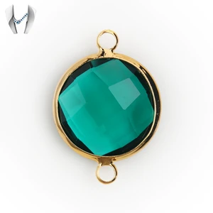 Customer Popular Connector Glass Crystal Emerald Green Cushion Shape wholesale jewelry accessories supplies