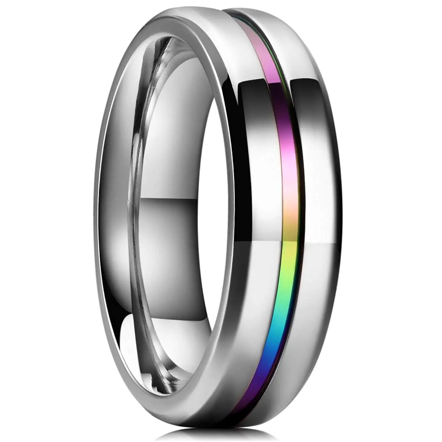 Buy King Will LOOP 6mm Titanium Ring Thin Line Rainbow