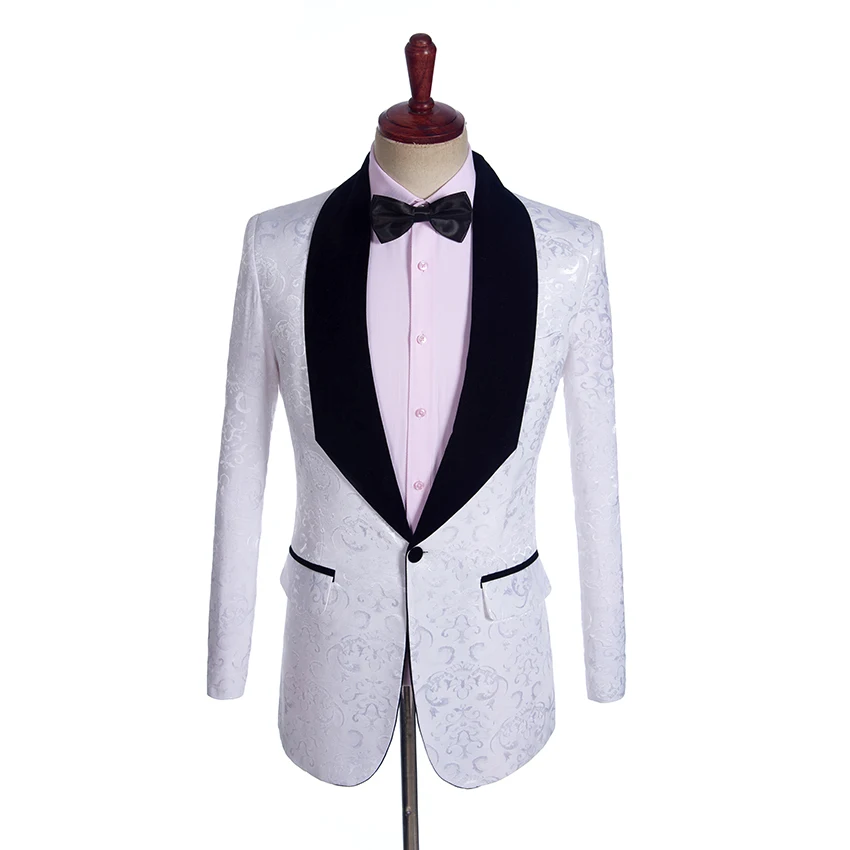 M02 White 3 Pieces Suit Customized Size Evening Party Menswear High