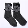 Beautiful girl gift Spring new Women cotton sock sweet pure color pile student stockings creative flower silver kawaii Socks