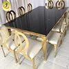Romantic metal frame rectangle stainless steel wedding table with MDF top