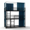 Hostel school dormitory factory wrought iron heavy duty double metal frame bunk beds with locker adult bunk bed designer beds