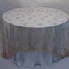 TL002D embroidered lace fabric champagne gold polyester lace tablecloth