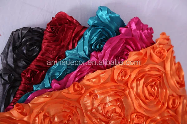 Fancy satin fabric 100 % polyester wedding rosette chair cover Rose chair cover
