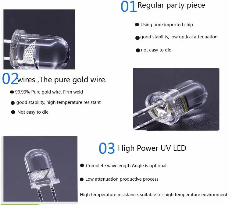 Ultra Violet 5MM UV LED 365nm LED diode 5mm uv led ultra bright