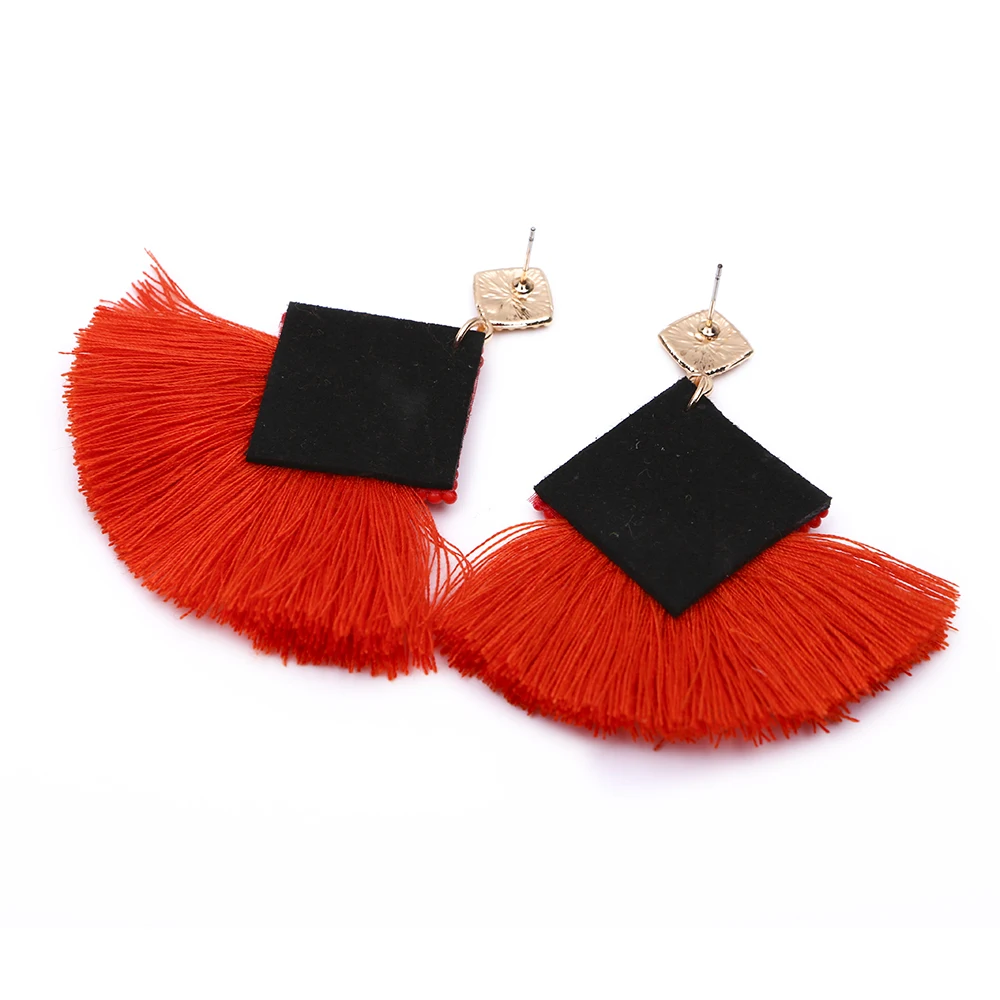 New design 2019 handmade seed beads fan shape gold silk tassel earrings for women.jpg