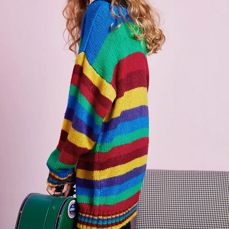 Knitted Mexican Rainbow Sweater Women - Buy Knitted Sweater Women ...