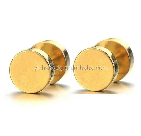 2pcs 7mm Gold Stud Earrings Men Stainless Steel Cheater Fake 2pcs 7mm Gold Stud Earrings Men Stainless Steel Cheater Fake Ear Plugs Gauges Illusion Tunnel Magnetic