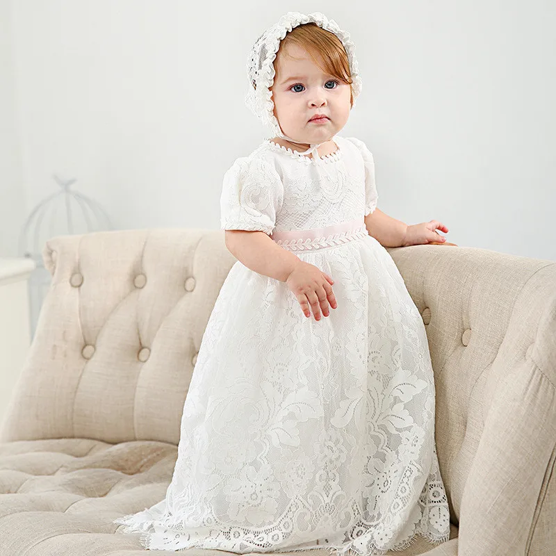 Wholesale Toddler Girls Baptism Dress Princess Wedding Party White Lace