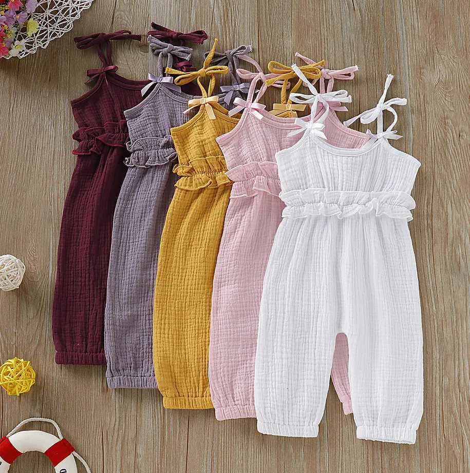 squarex  Baby Romper Summer Infant Baby Boys&Girls Ruffles Solid Vest Romper Jumpsuit Clothes 