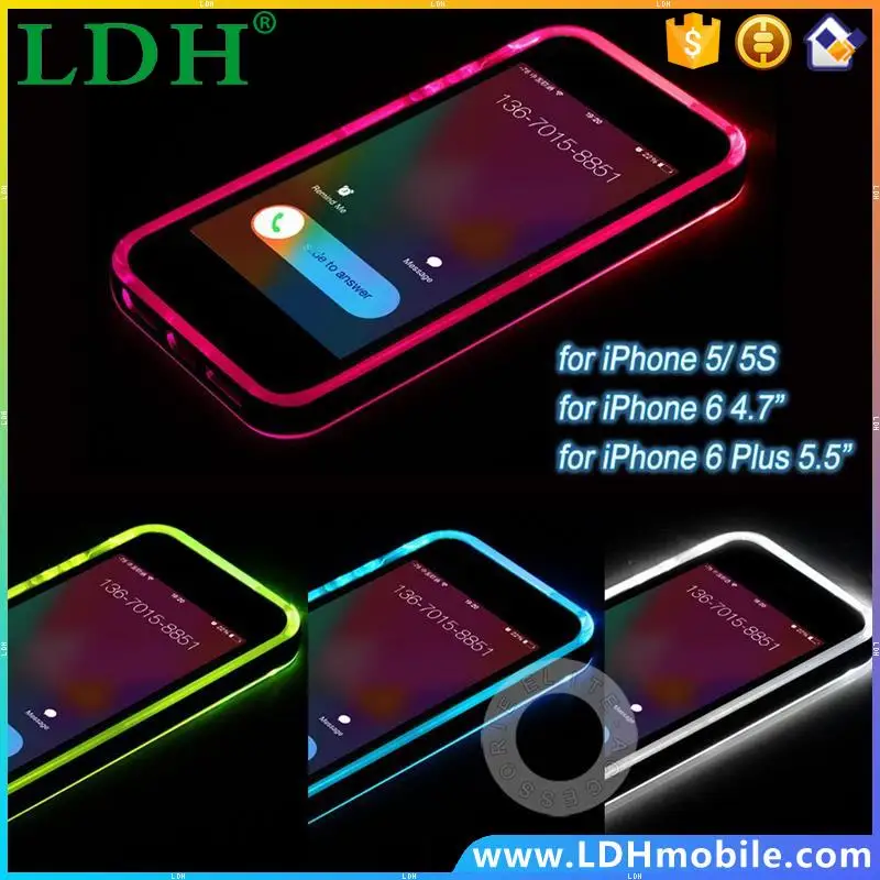 New Cheap TPU+PC LED Flash Light Up Case Remind Incoming Call Cover for Apple iPhone 5 5S 6 6S 4.7 6 6S Plus 5.5