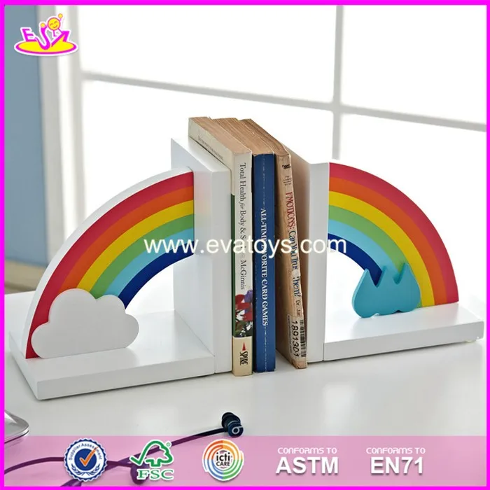 2017 Brand New Children Rainbow Wooden Decorative Bookends For