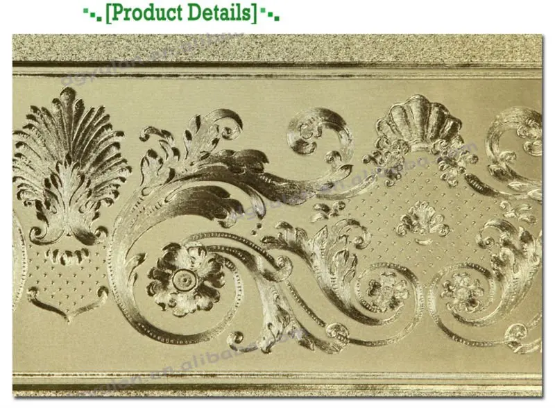 Luxury Gold Metallic Laminated Embossed Vinyl Wallpaper Borders Buy