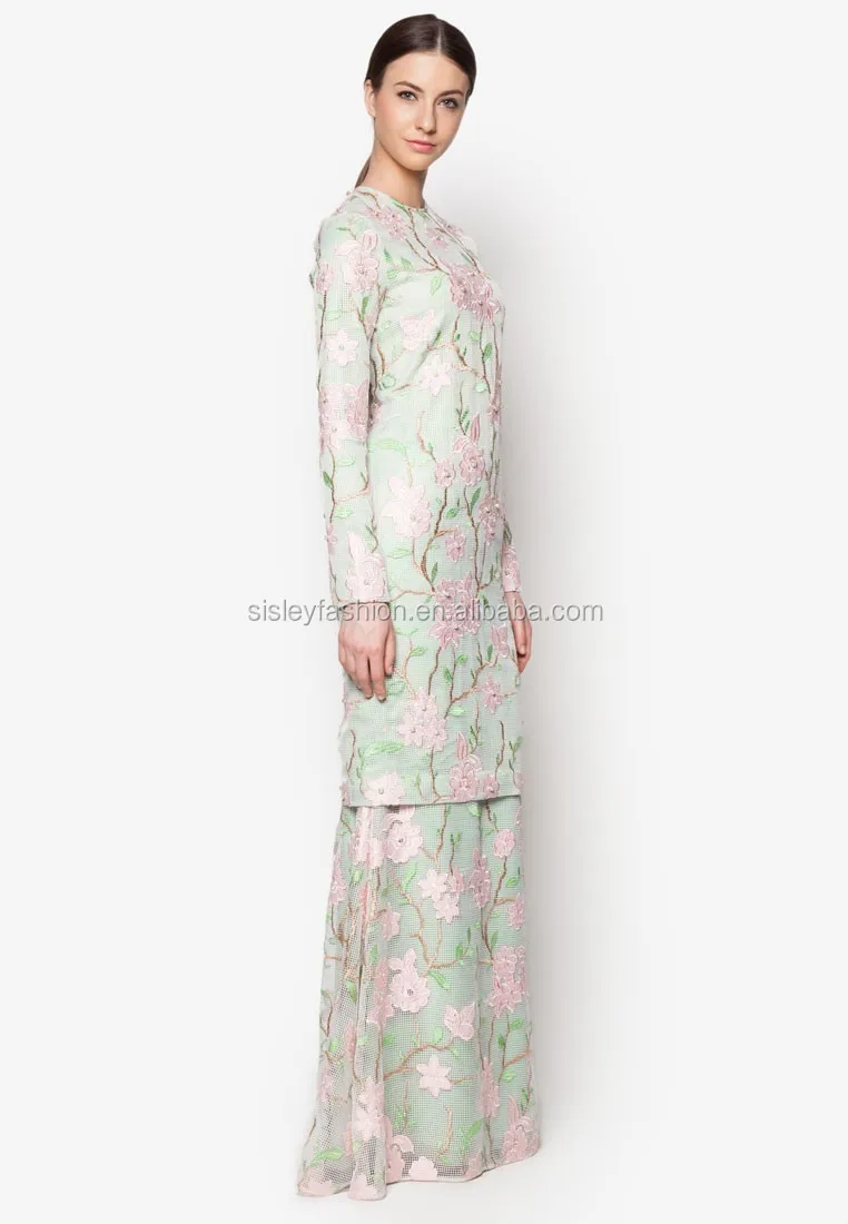 Muslim Dress With Lace Baju Kurung Long Sleeve Maxi Dress Model Baju