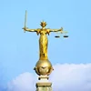 life size standing gold color bronze lady justice statue ,the iconic statue on the Old Bailey, London