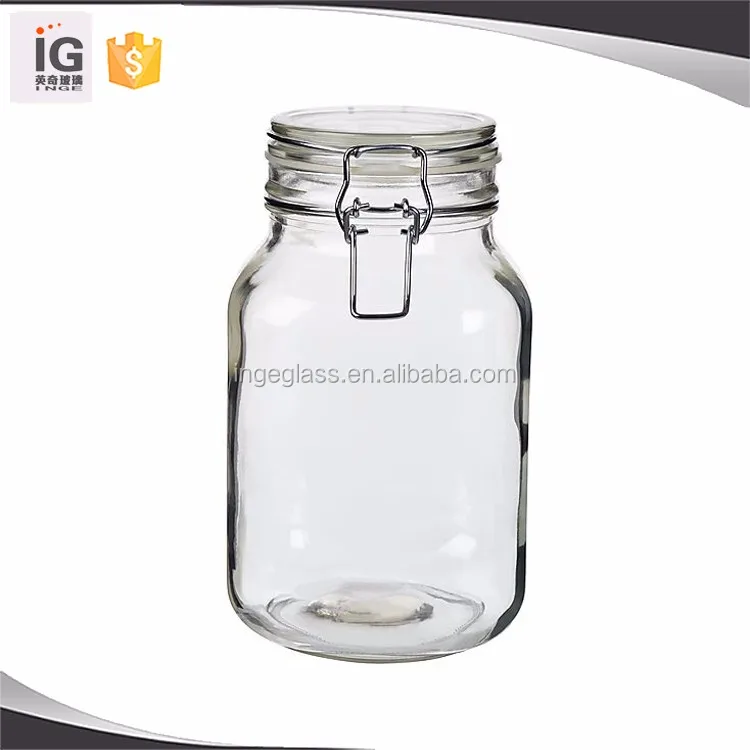 Flip Top Large Glass Jars For Nut,Clear Glass Storage Jar With Clamp