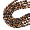 A grade loose yellow tiger eye beads gem stone drums wholesale