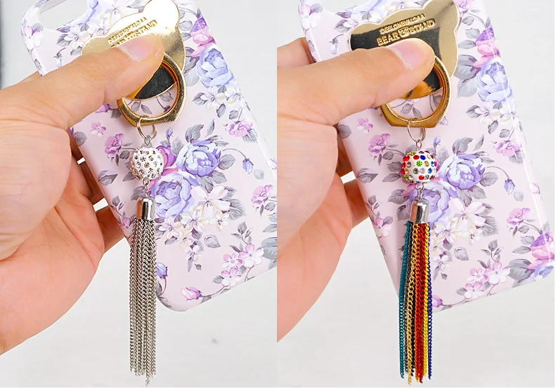 Yongze fashion colorful metal tassel with mini rhinestones ball keychain decoration
