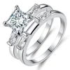 2019 March Expo Classic 925 Sterling Silver Wedding Ring Set Fashion Square Four Notebook Zircon CZ Engagement Ring