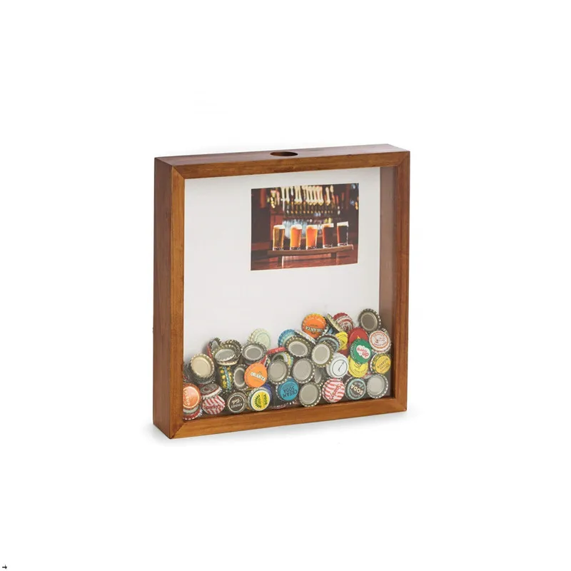 Wholesale Custom Bottle Cap Holder Wooden Shadow Box Beer Cap Holder