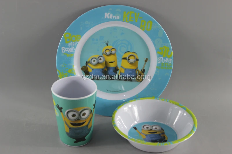 3pcs Melamine Baby plate and bowl and cup Dinnerware set