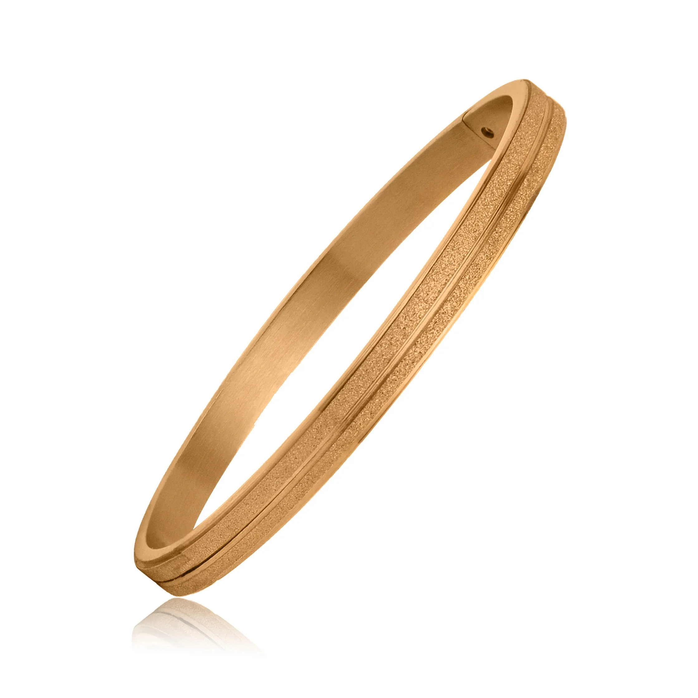 喷砂玫瑰金不锈钢袖口手镯女性