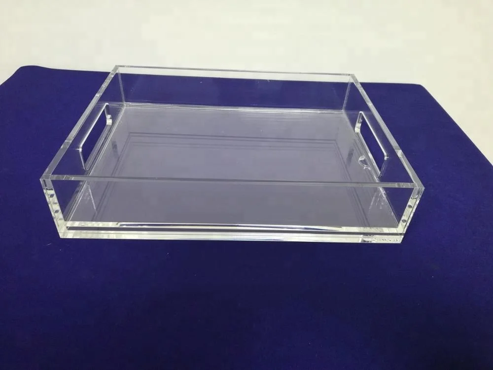 Clear Acrylic Lucite Tea And Coffee Table Serving Tray With Handles And