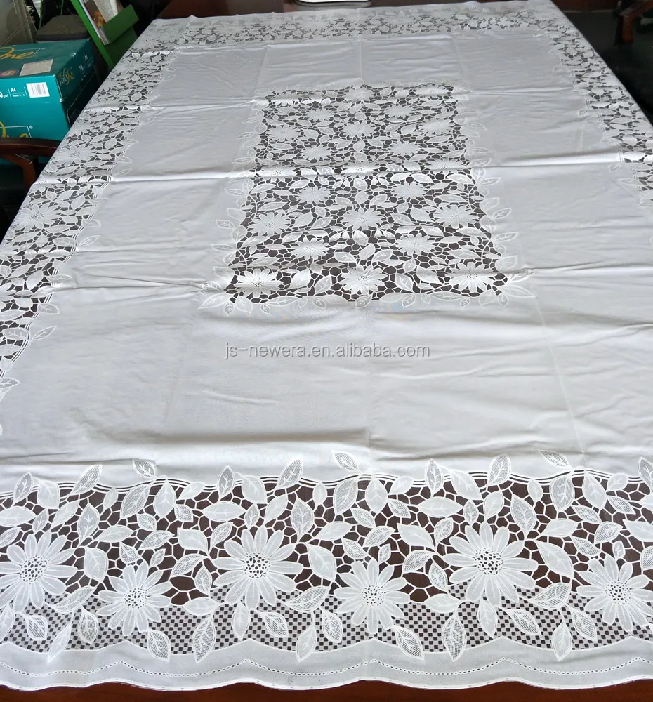 Custom Size PVC Lace Table Cover - Printed Square Flower