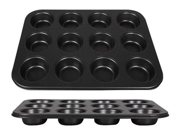 35*26.5*2.8cm Non Stick Muffin Tray,Carbon Steel Bakeware 12 Cup Mini