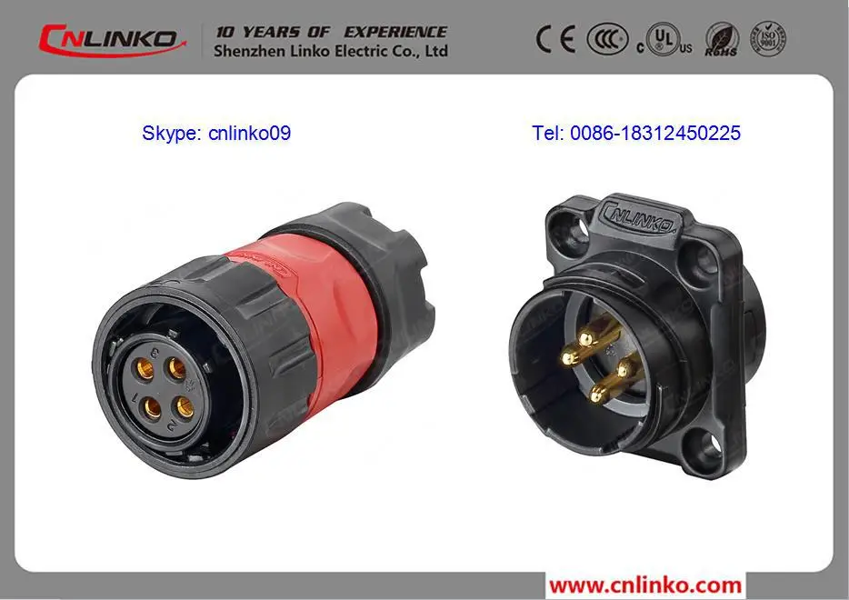 4pin 4 Plug Cable Male Female Panel Mount 4pin Power Connector,Red And Black Housing 4 Pin Wire
