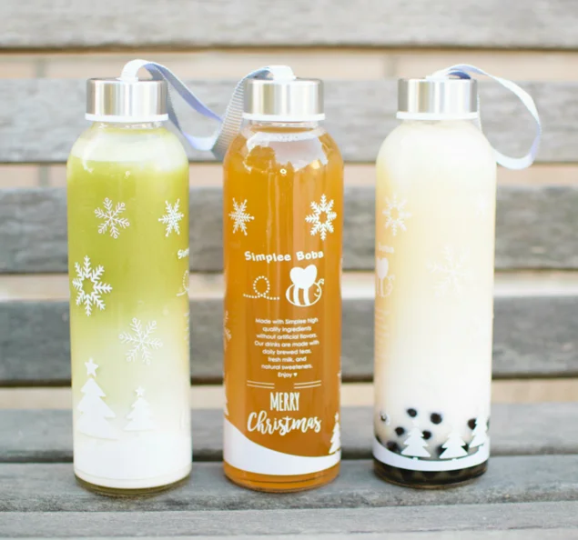 Clear 16oz Bubble Tea 450ml Water Soda Glass Bottle For Milk Tea Simple